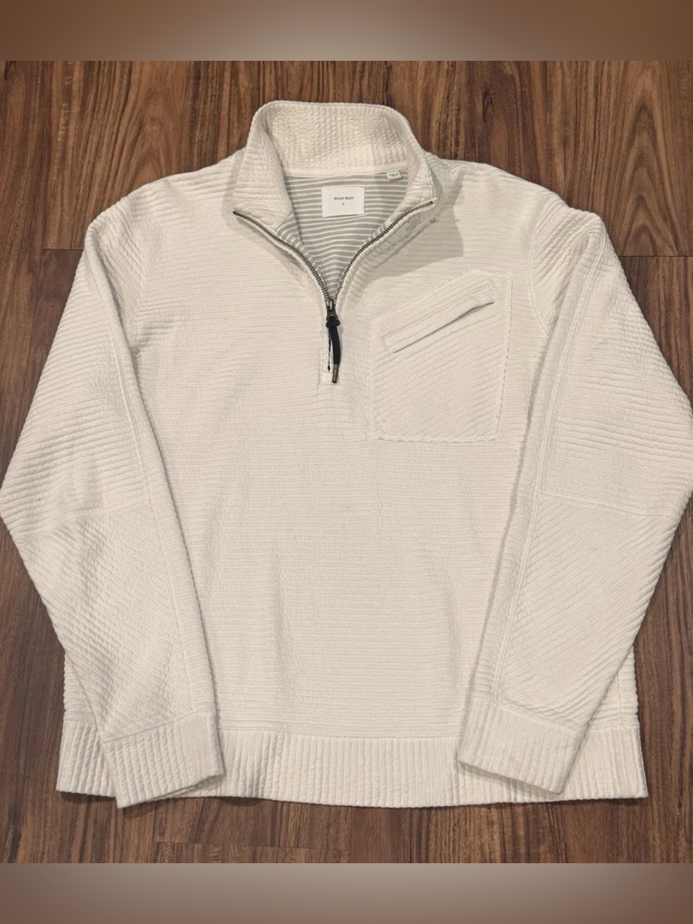 Billy Reid Sweater Mens Large Pullover Ribbed 1/4 Zip Mock Neck Casual